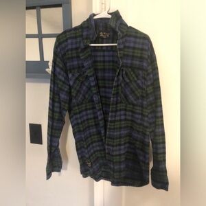 The Vermont Flannel button down in blue and green plaid